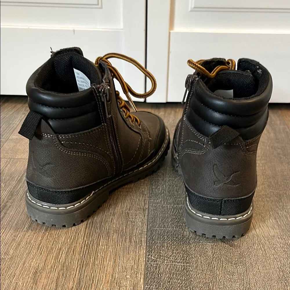 Eddie Bauer Kids Dark Gray and Tan Lace-Up Ankle Boots